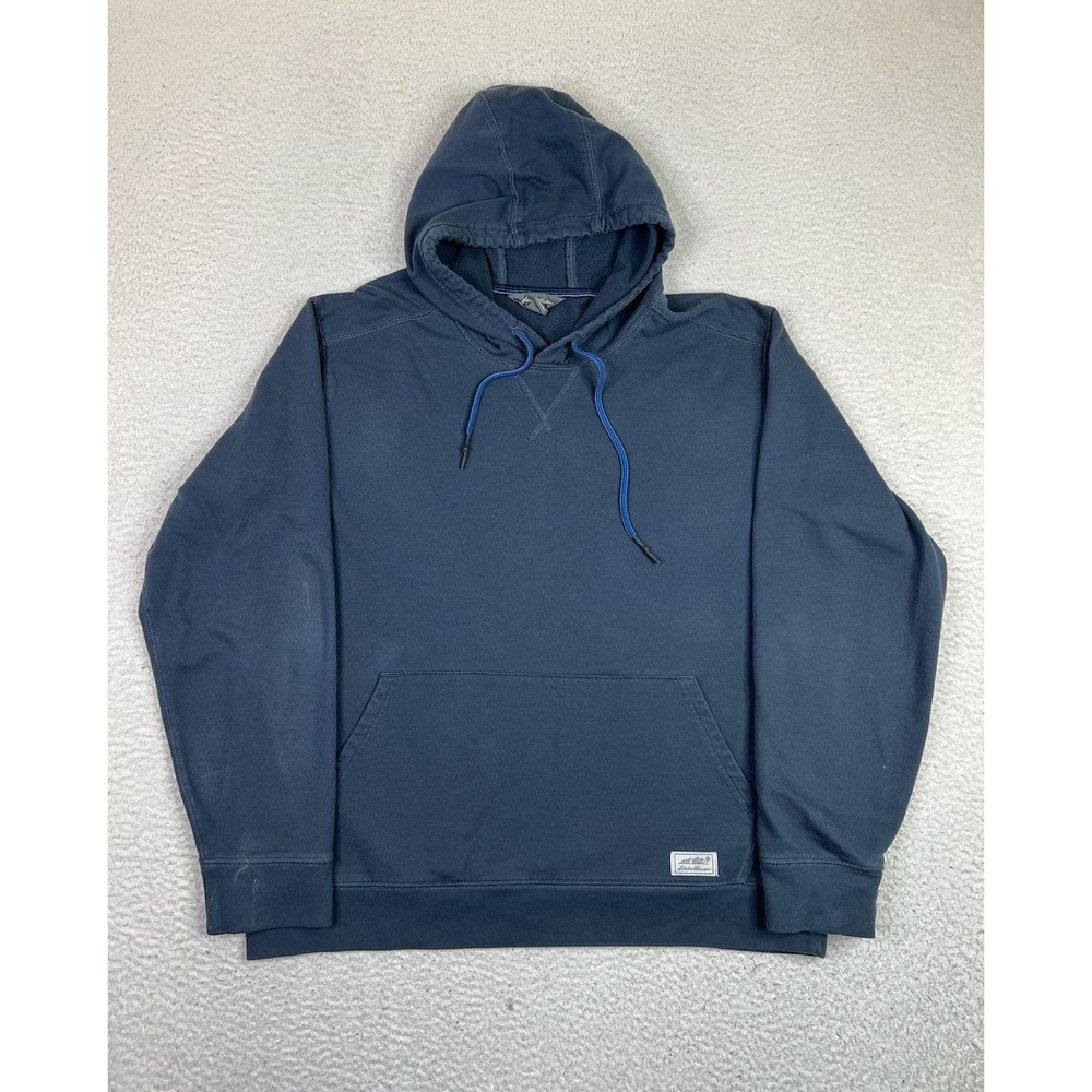 Eddie Bauer Hoodie Mens Large Blue Everyday PO Hood Fleece Pullover Sweatshirt